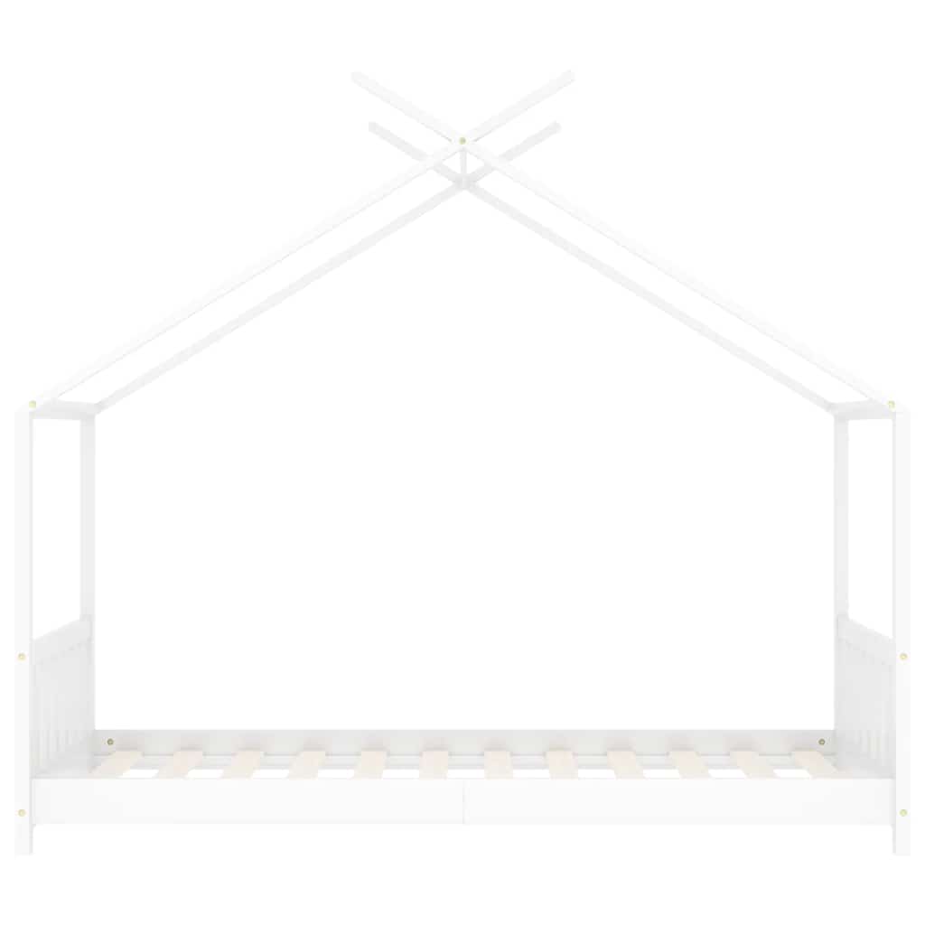 Kids Bed Frame White Solid Pine Wood 70x140 cm